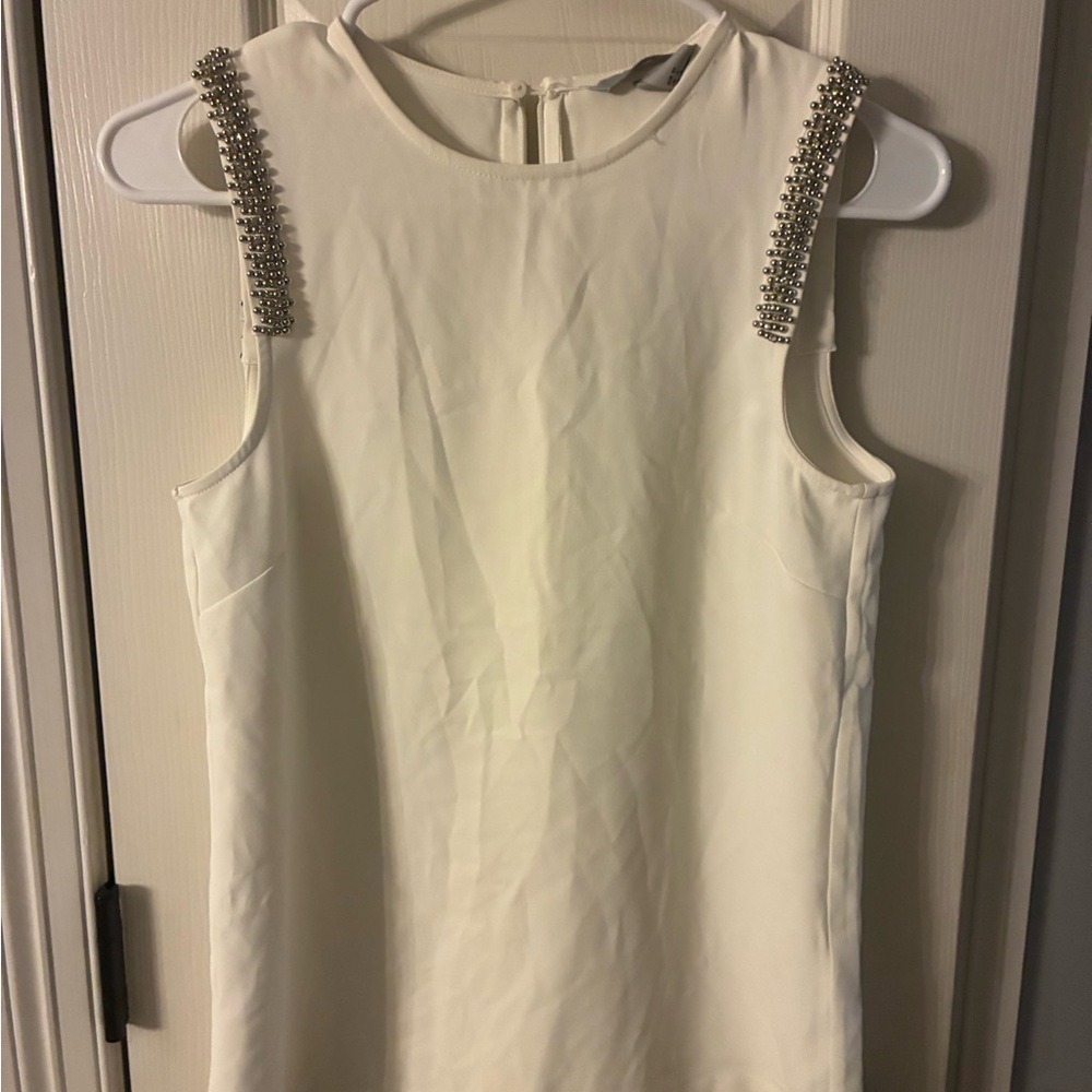 H&M White Mini Dress with Silver Embellishments